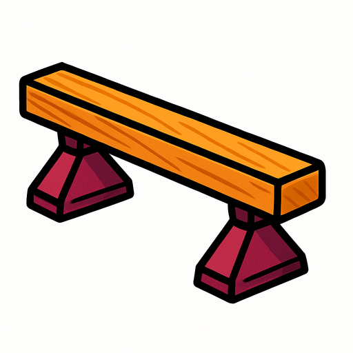 iki tarafında alttan destek olan atlama tahtası.
In-Game asset.  2d.  High contrast.  No shadows