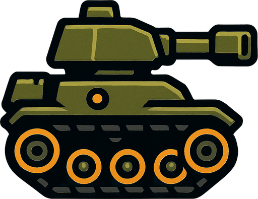 Yandan bakış tank.
In-Game asset.  2d.  High contrast.  No shadows