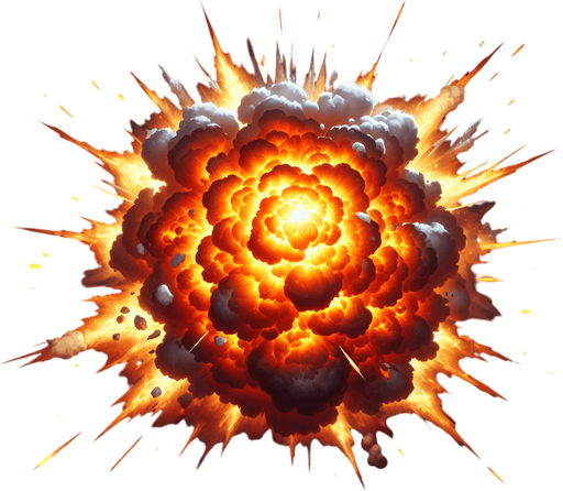 2d explosion.
Single Game Texture. In-Game asset. 2d. Blank background. High contrast. No shadows. realistic.