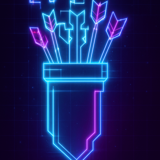 Neon cyberpunk quiver of arrows hologram