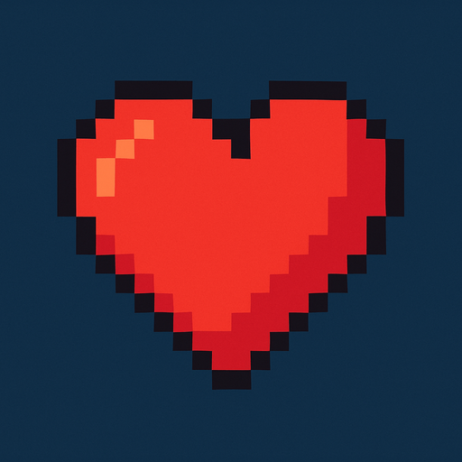 pixel art 2d heart.
In-Game asset.  2d.  High contrast.  No shadows