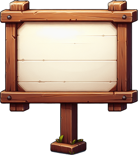 un cartel de madera sin soporte rectangulo 200-100.
Single Game Texture.  In-Game asset.  2d.  Blank background.  High contrast.  No shadows