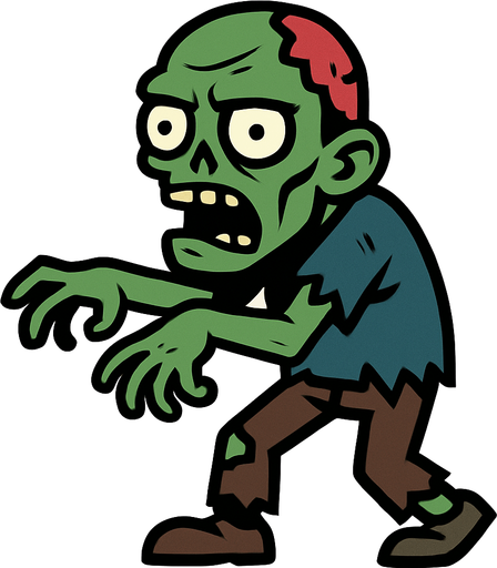 Bir zombi çiz ama 2 boyutlu.
In-Game asset.  2d.  High contrast.  No shadows