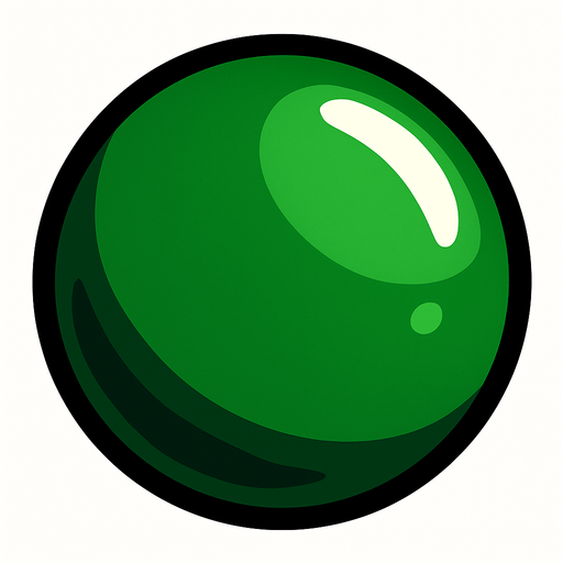Koyu yeşil bilye.
In-Game asset.  2d.  High contrast.  No shadows