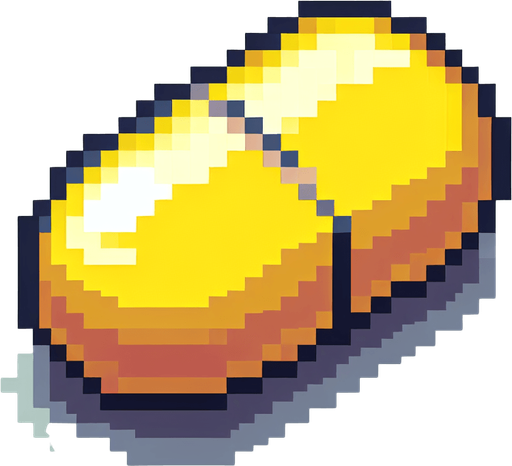 a sprite of medication pill.
a 2d sprite of  a yellow medication pill