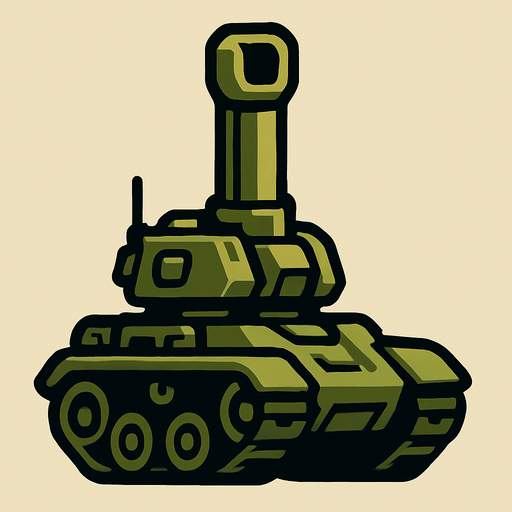 tank with vertical cannon.
In-Game asset.  2d.  High contrast.  No shadows
