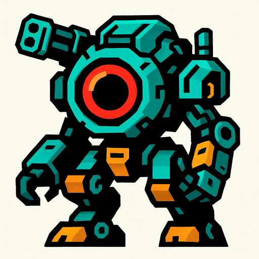 technological enemy.
In-Game asset.  2d.  High contrast.  No shadows