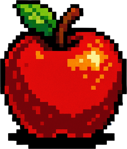 Quiero una manzana roja, en estilo 32 bits.
In-Game asset.  2d.  High contrast.  No shadows