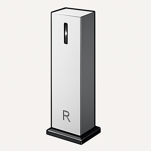 Shape: A tall, sleek, perhaps slightly intimidating rectangular or obelisk-like structure. Think modern skyscraper aesthetics scaled down.
Material/Color: Polished chrome, brushed aluminum, dark grey, or a very clean white. Minimalist.
Details:
Maybe a single, subtly glowing slit or a small, focused lens near the top where the "restructuring energy" will eventually be directed from (though the actual effect happens on the target).
Very clean lines, sharp edges.
A small, almost unnoticeable corporate logo (maybe a stylized "R" or an abstract "efficiency" symbol).
No visible moving parts when idle. It's about quiet, decisive power.
Meme Angle: Evokes the feeling of an unapproachable, all-powerful corporate entity or a consultant's "black box" solution..
In-Game asset.  2d.  High contrast.  No shadows