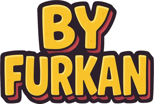 üzerinde by furkan yazan bir yazı.
In-Game asset.  2d.  High contrast.  No shadows