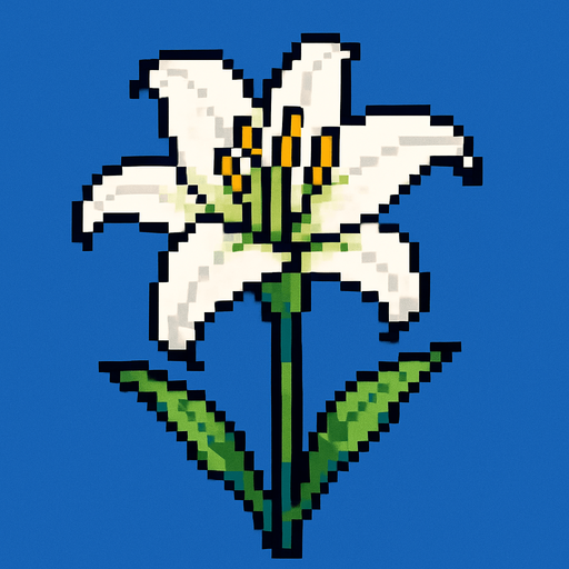 flor de lirio de pixeles.
In-Game asset.  2d.  High contrast.  No shadows