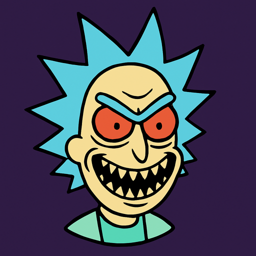 evil face rick and morty style.
In-Game asset.  2d.  High contrast.  No shadows