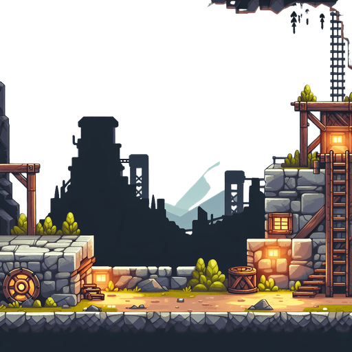 2D Platformer Background in Mine.
Single Game Texture. In-Game asset. 2d. Blank background. High contrast. No shadows.