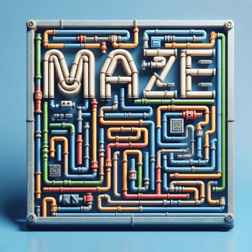 Text "Maze" written with pipe.

2020's mobile games style