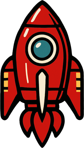 Klasik retro tarzı 2D Kırmızı Uzay gemisi.
In-Game asset.  2d.  High contrast.  No shadows