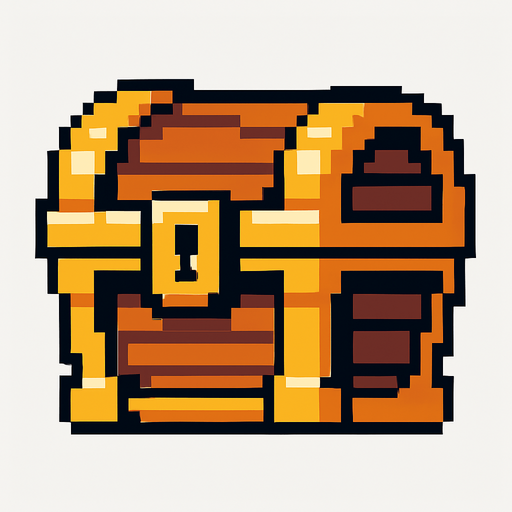 cofre de pixeles.
In-Game asset.  2d.  High contrast.  No shadows