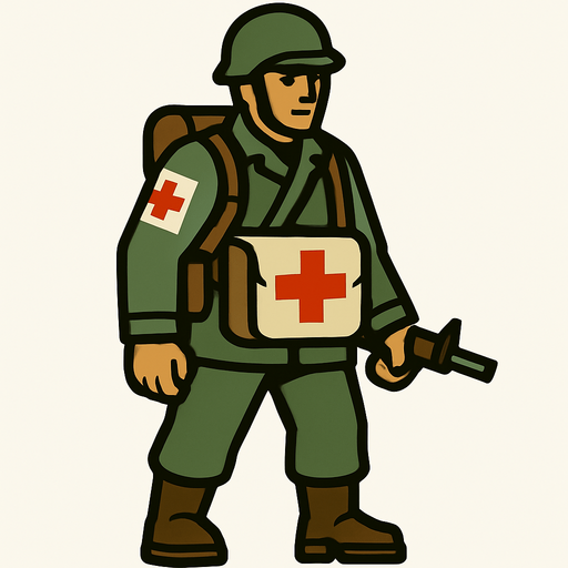 Medic Soldier.
In-Game asset.  2d.  High contrast.  No shadows