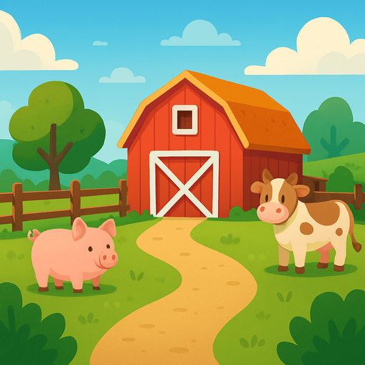 Simple Casual game background animal farm.