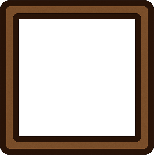 ריבוע חלול עם קו מתאר חום.
In-Game asset.  2d.  High contrast.  No shadows