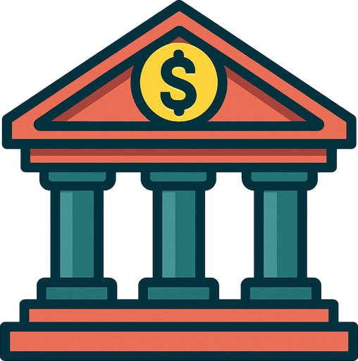 Üstünde dolar logosu olan banka.
In-Game asset.  2d.  High contrast.  No shadows