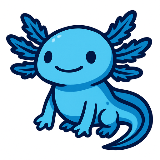 Un ajolote azul.
In-Game asset.  2d.  High contrast.  No shadows