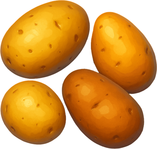 Pack of different potato, painted 3D potato, without black lines around it!
In-Game asset.  High contrast.  No shadows. 3D
