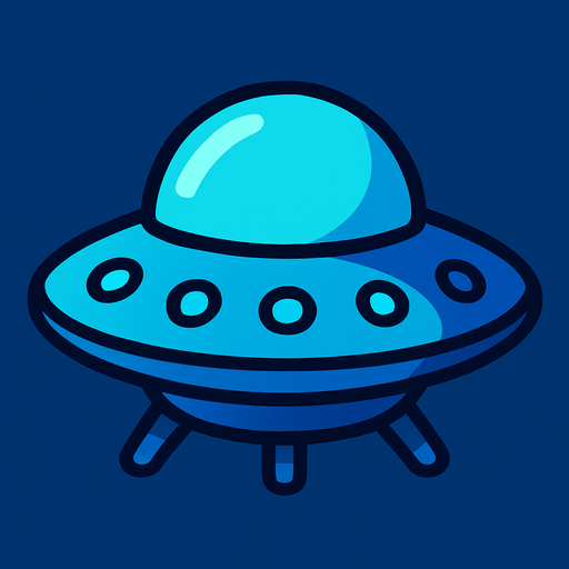 mavi ufo.
In-Game asset.  2d.  High contrast.  No shadows