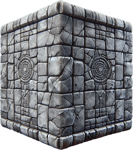 Paving stone.
Single Game Texture. In-Game asset. 2d. Blank background. High contrast. No shadows.