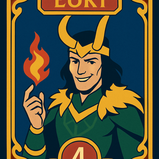 loki god card.
In-Game asset.  2d.  High contrast.  No shadows