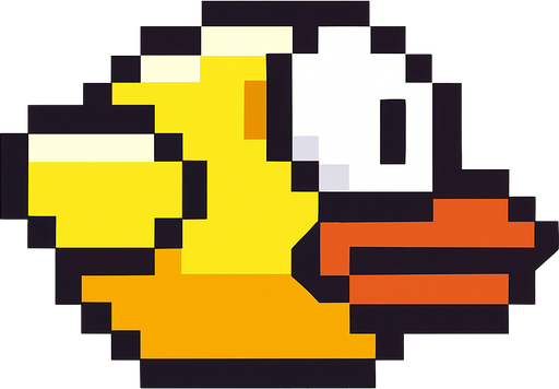 a flappy bird.
In-Game asset.  2d.  High contrast.  No shadows