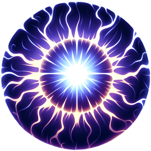 Plasma Bolt – A glowing energy ball with a sci-fi effect..
Single Game Texture.  In-Game asset.  2d.  Blank background.  High contrast.  No shadows