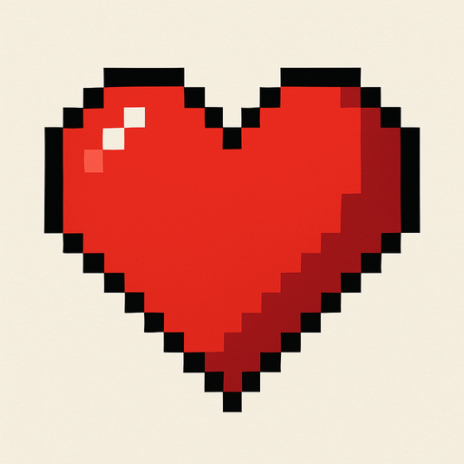 Has un corazón píxel art.
In-Game asset.  2d.  High contrast.  No shadows