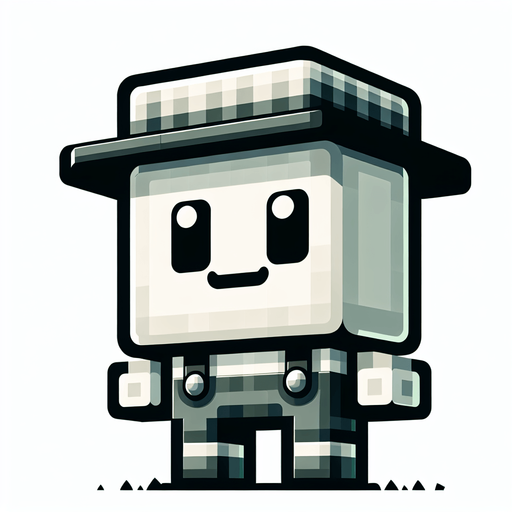 A little farmer that is comically square shaped..
Single Game Texture. In-Game asset. 2d. Blank background. High contrast. No shadows.
