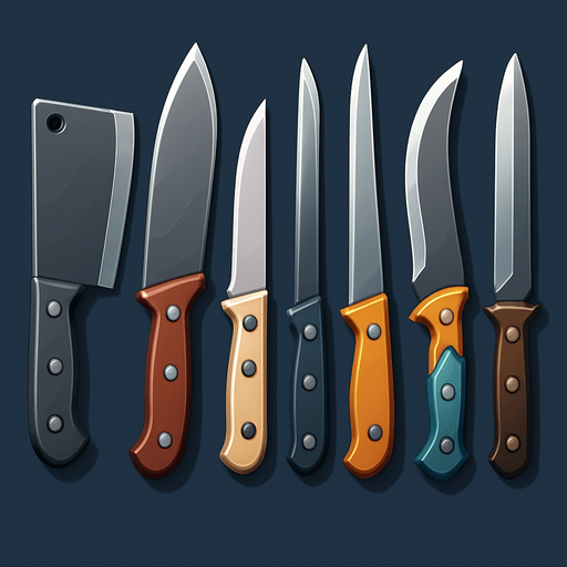 Pack of different knives.
In-Game asset.  High contrast.  No shadows. 3D