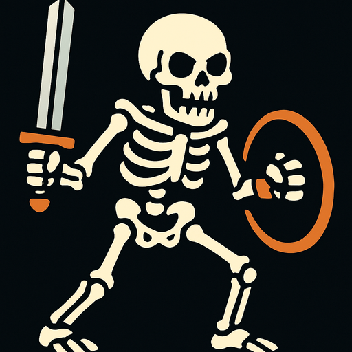 Skeleton enemy.
In-Game asset.  2d.  High contrast.  No shadows