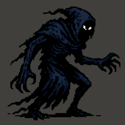 Void Stalker Dark souls style 2d pixel art.
In-Game asset.  2d.  High contrast.  No shadows