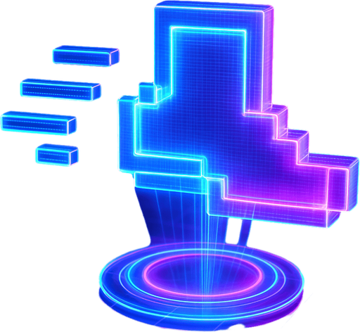 Neon cyberpunk hologram foot icon 3d projection