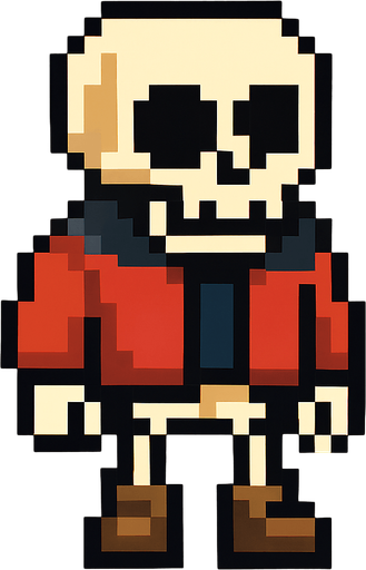 2d pixelart skeleton with jacket.
In-Game asset.  2d.  High contrast.  No shadows