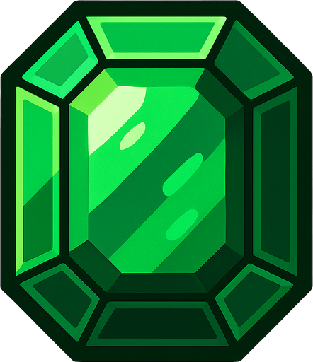 emerald.
In-Game asset.  2d.  High contrast.  No shadows