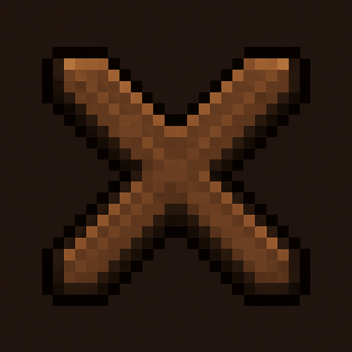 2d pixel art high quality, brown X.
In-Game asset.  2d.  High contrast.  No shadows