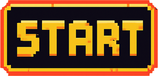 Start в космической пмксельном стиле.
In-Game asset.  2d.  High contrast.  No shadows