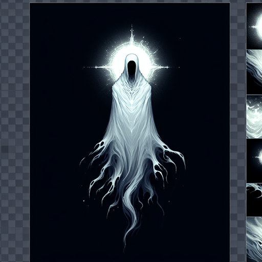 A single Ghosts.
Single Game Texture. In-Game asset. 2d. Blank background. High contrast. No shadows.