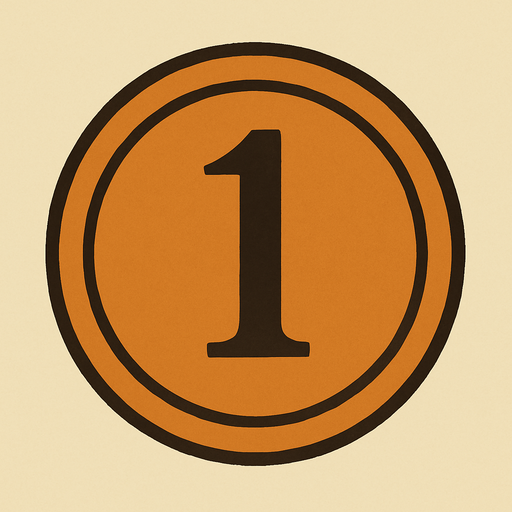 Number 1 button professor Layton game style artwork.
In-Game asset.  2d.  High contrast.  No shadows