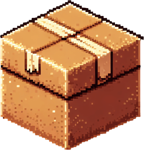 8-bit. Cartoon. Carboar box. In game asset. No background. No shadow. High quality. Single Game Texture. In-Game asset. 2d. Blank background. High contrast. No shadows.