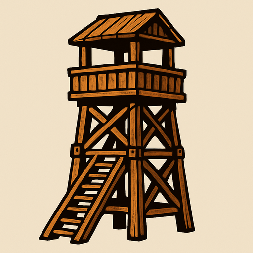 Wooden Guard Tower.
In-Game asset.  2d.  High contrast.  No shadows