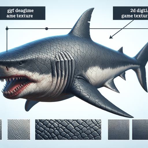 Megalodon shark.
Single Game Texture.  In-Game asset.  2d.  Blank background.  High contrast.  No shadows