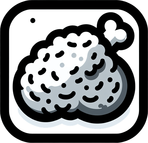 A fried chicken thigh icon Single Game Texture. In-Game asset. 2d. Blank background. High contrast. No shadows.