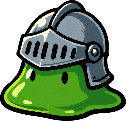 slime but have metalic helmet.
In-Game asset.  2d.  High contrast.  No shadows