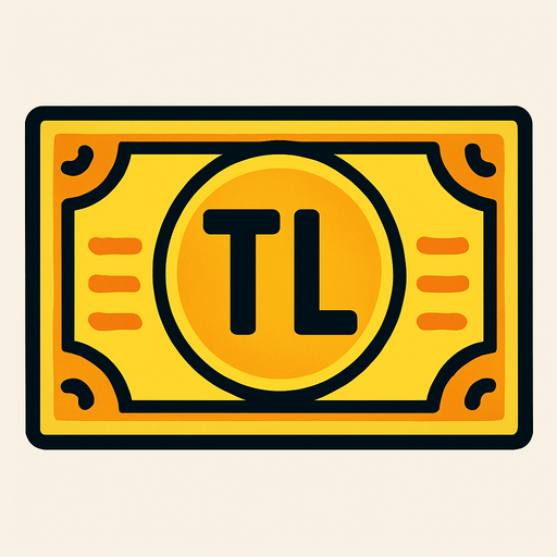 üstünde TL yazan para modelle.
In-Game asset.  2d.  High contrast.  No shadows