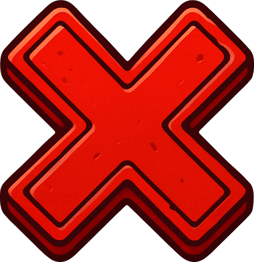 kırmızı x.
In-Game asset.  2d.  High contrast.  No shadows